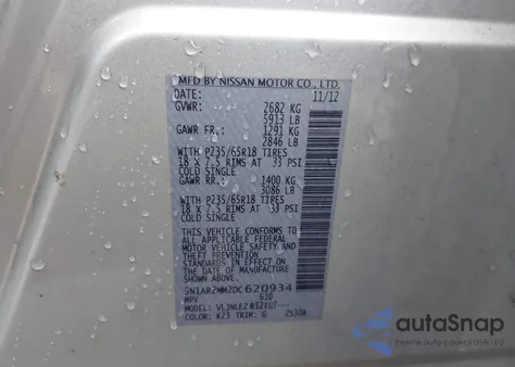 2013 Nissan Pathfinder Sv from USA, damaged, VIN 5N1AR2MM2DC620934
